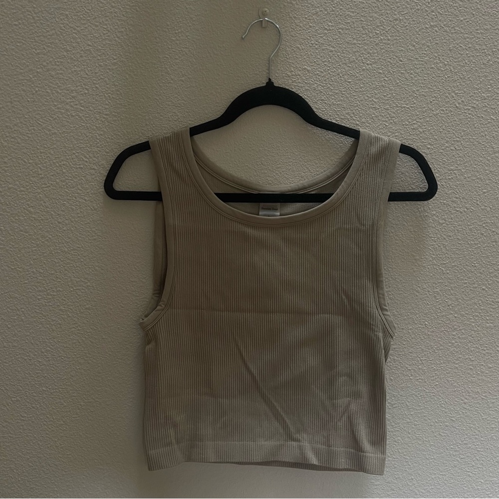 Aritzia Sunday Best Ribbed Tank Top - Beige